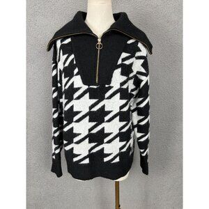 I.n.c. International Concepts Women's Houndstooth Quarter-Zip Sweater Small NWTs